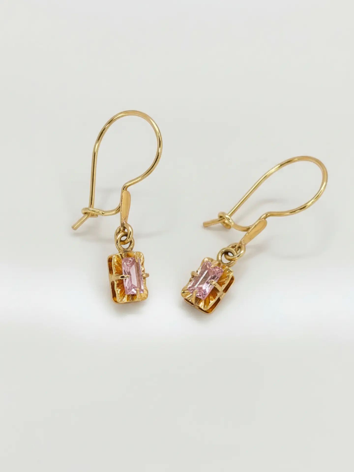 Aros Chatón Cuadrado Rosa de Francia Oro 18k 2