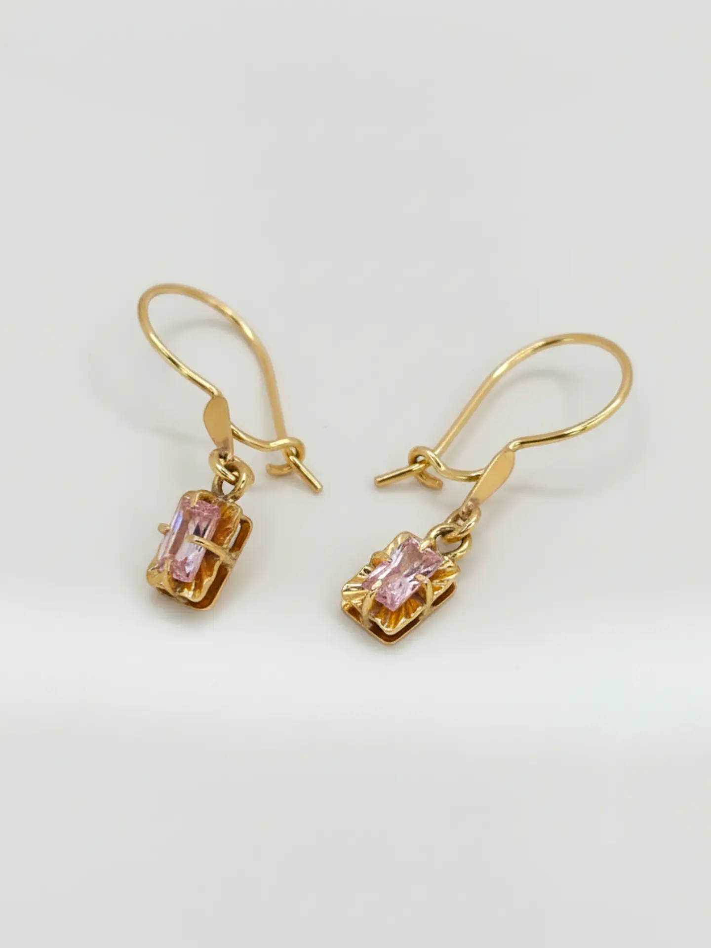 Aros Chatón Cuadrado Rosa de Francia Oro 18k 3