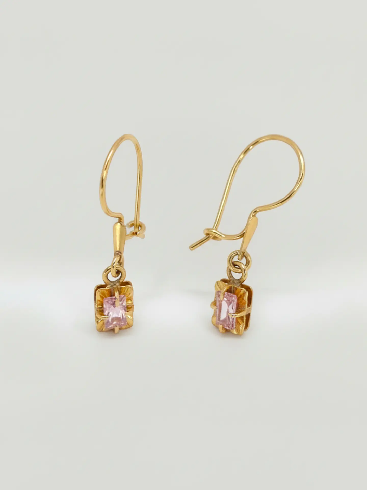 Aros Chatón Cuadrado Rosa de Francia Oro 18k 4