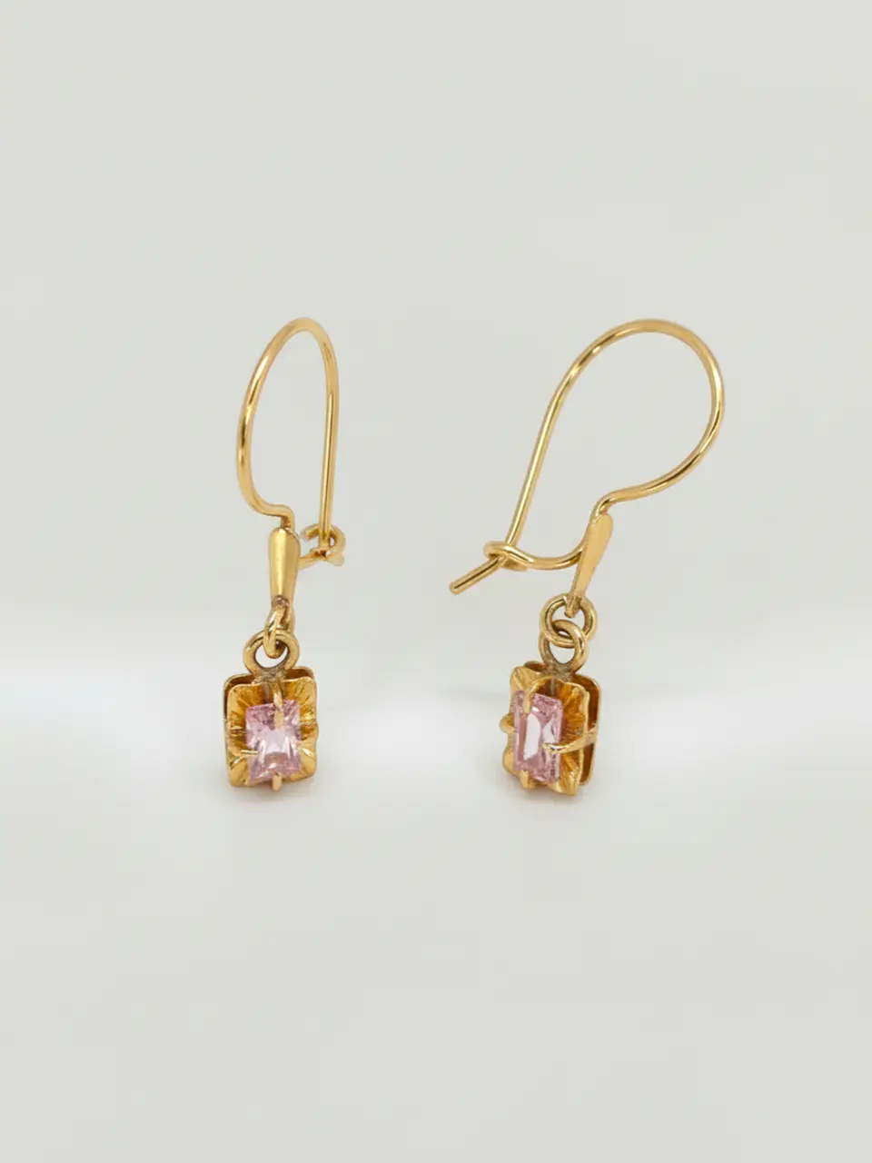 Aros Chatón Cuadrado Rosa de Francia Oro 18k 4