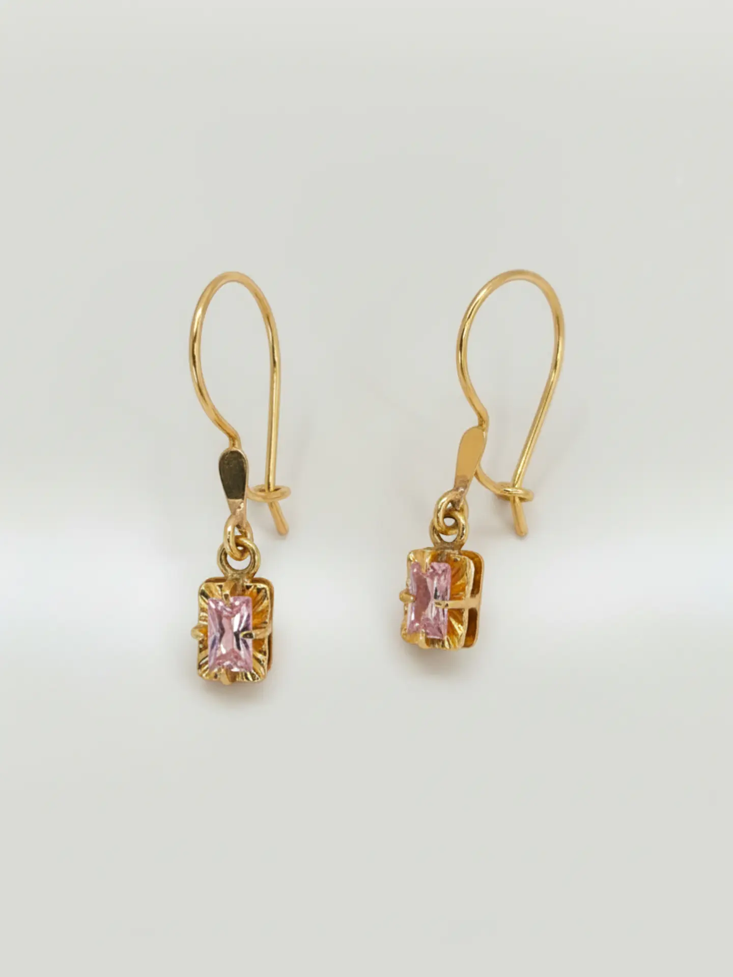 Aros Chatón Cuadrado Rosa de Francia Oro 18k 5