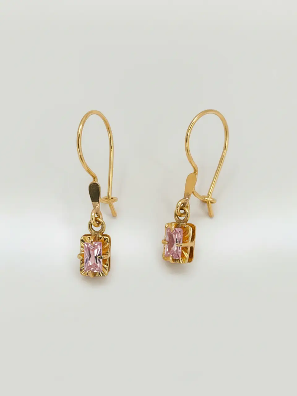 Aros Chatón Cuadrado Rosa de Francia Oro 18k 5