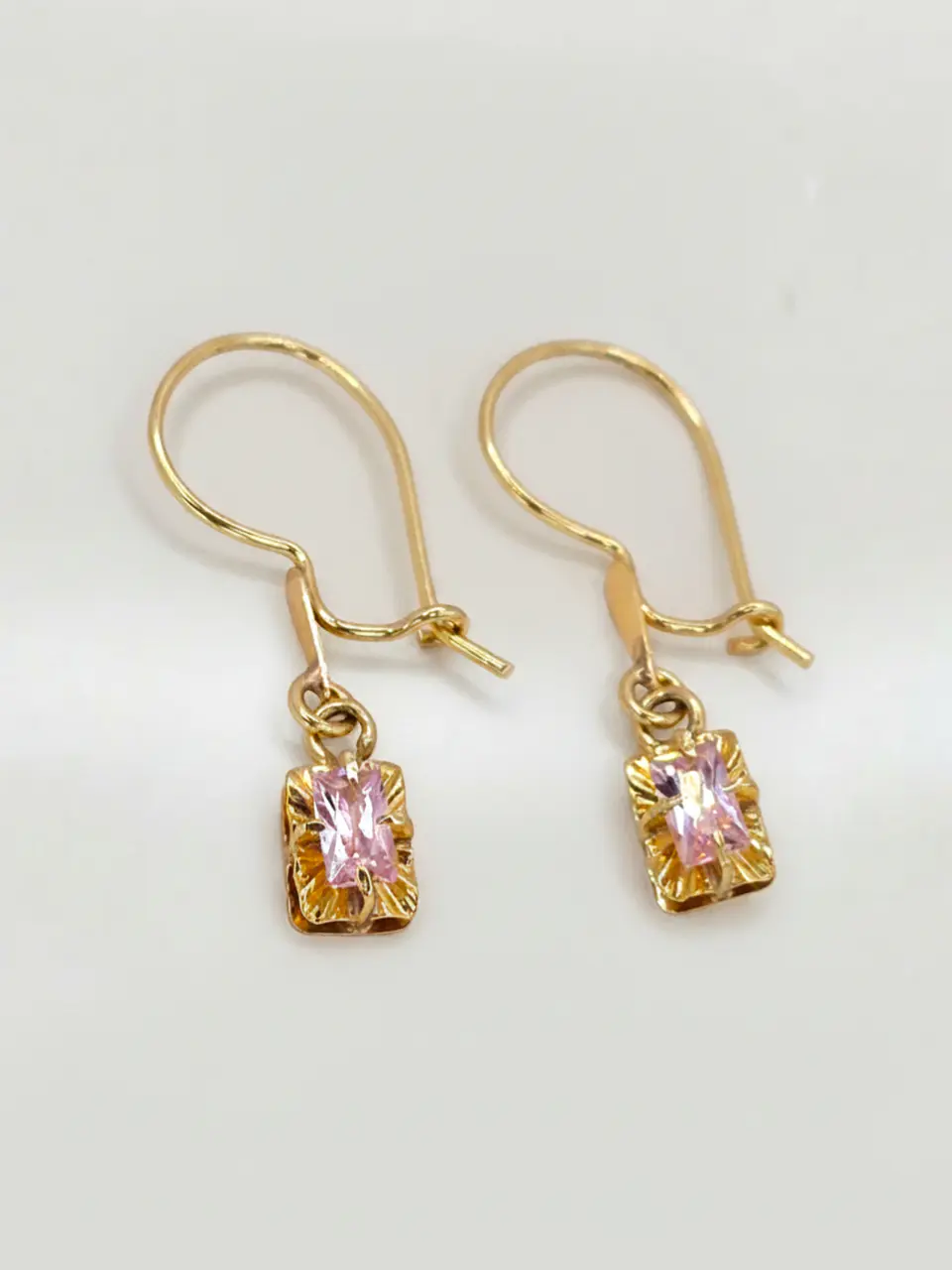 Aros Chatón Cuadrado Rosa de Francia Oro 18k 6