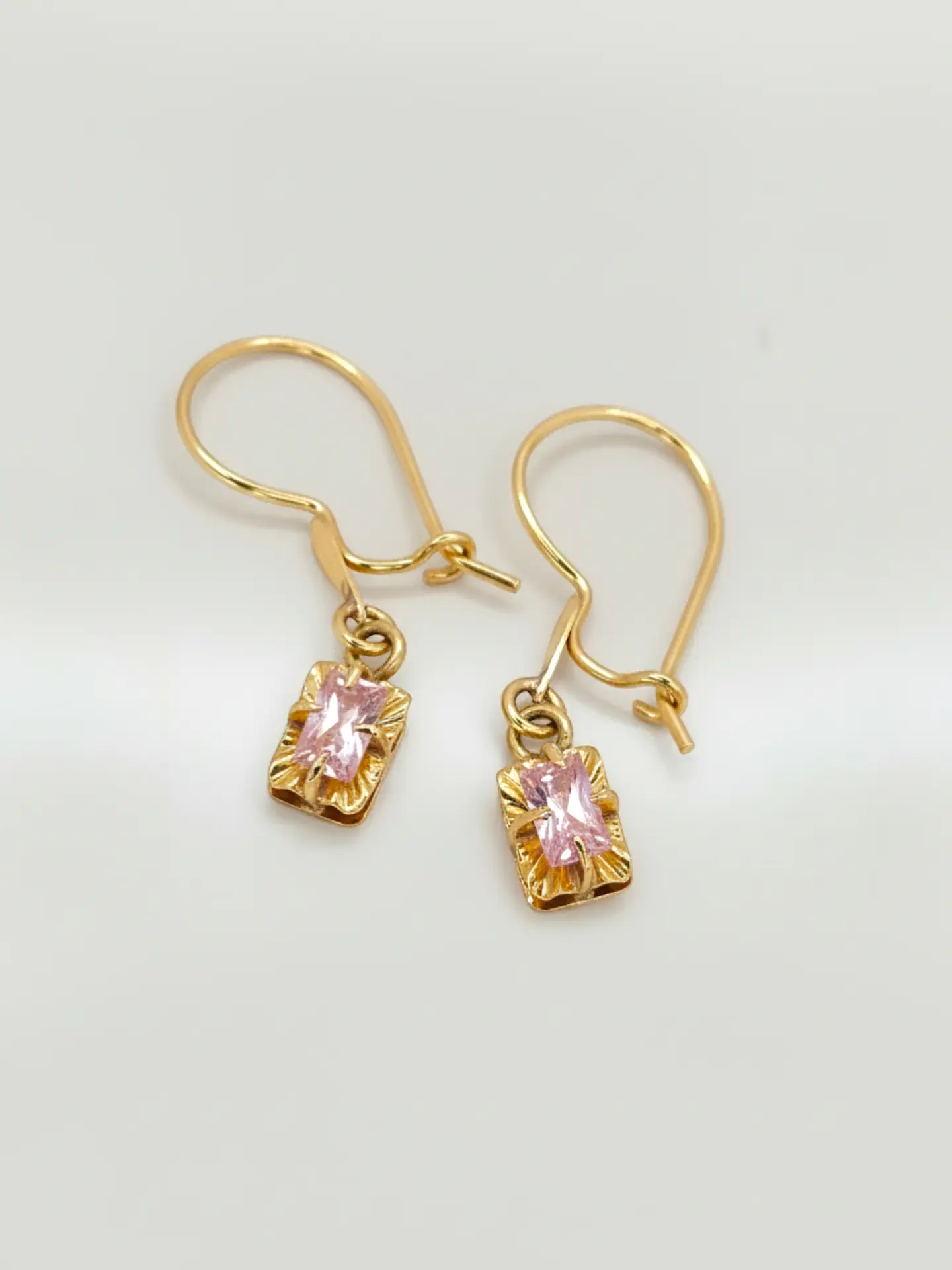 Aros Chatón Cuadrado Rosa de Francia Oro 18k 7