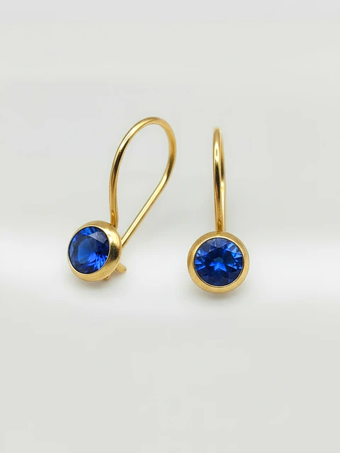 Aros Punto de Luz Zafiro Real Oro 18k