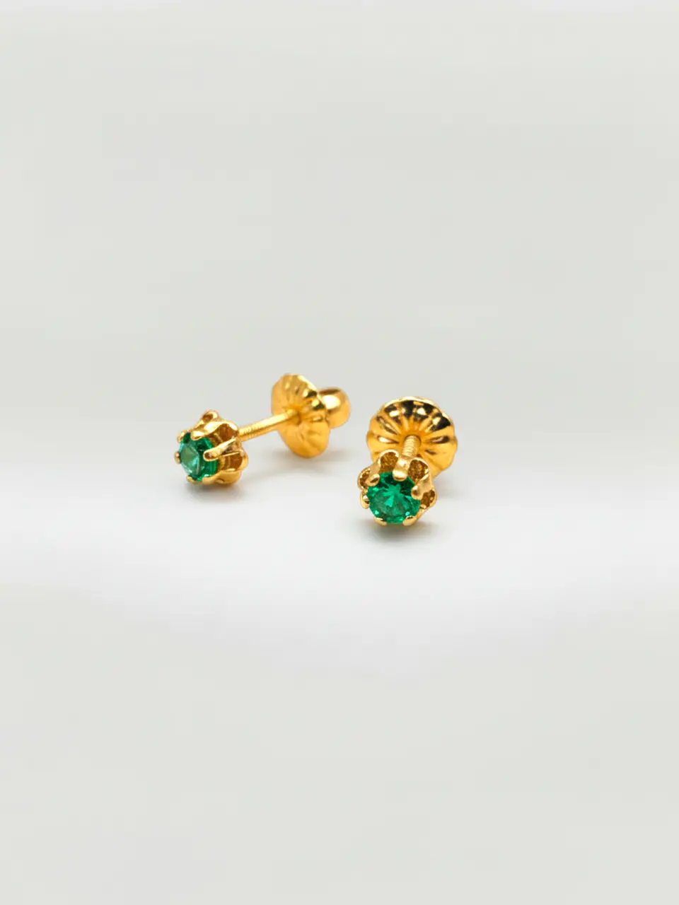 Aros Chatón Italiano Esmeralda Chico Oro 18k 1