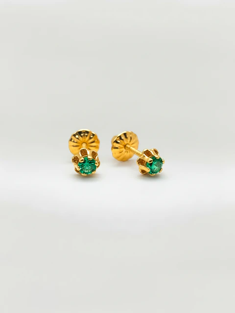 Aros Chatón Italiano Esmeralda Chico Oro 18k