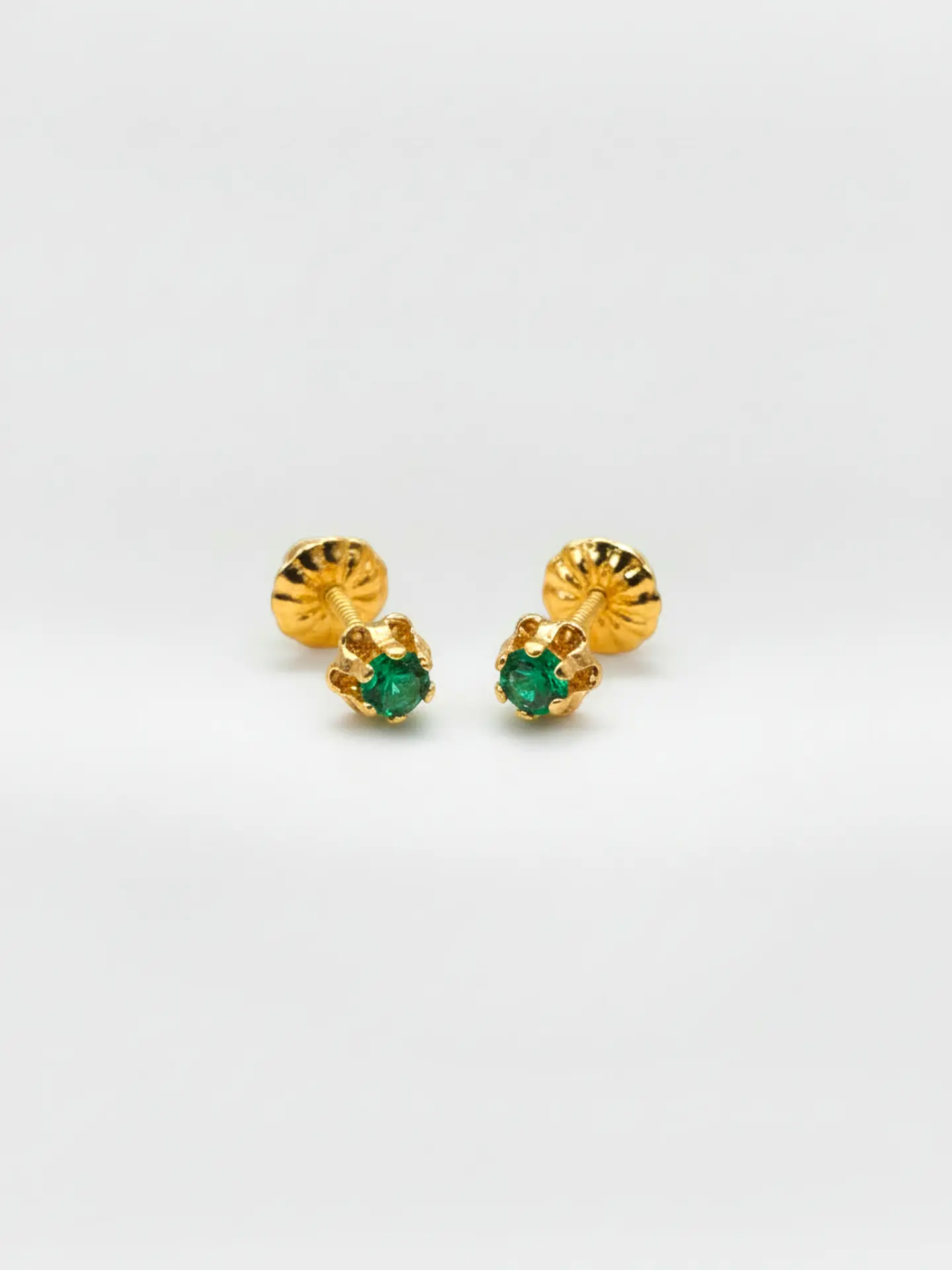 Aros Chatón Italiano Esmeralda Chico Oro 18k 3