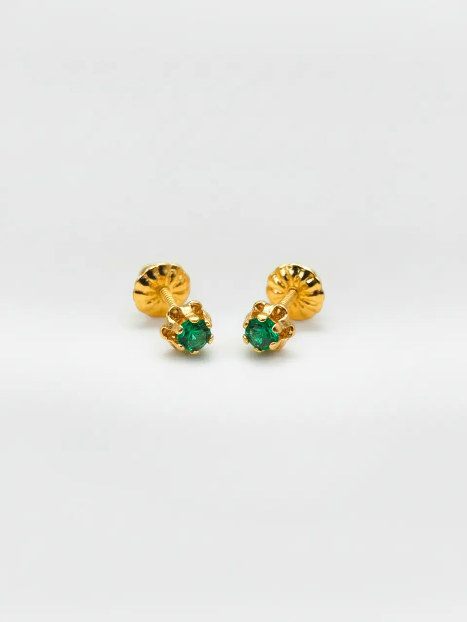 Aros Chatón Italiano Esmeralda Chico Oro 18k 3