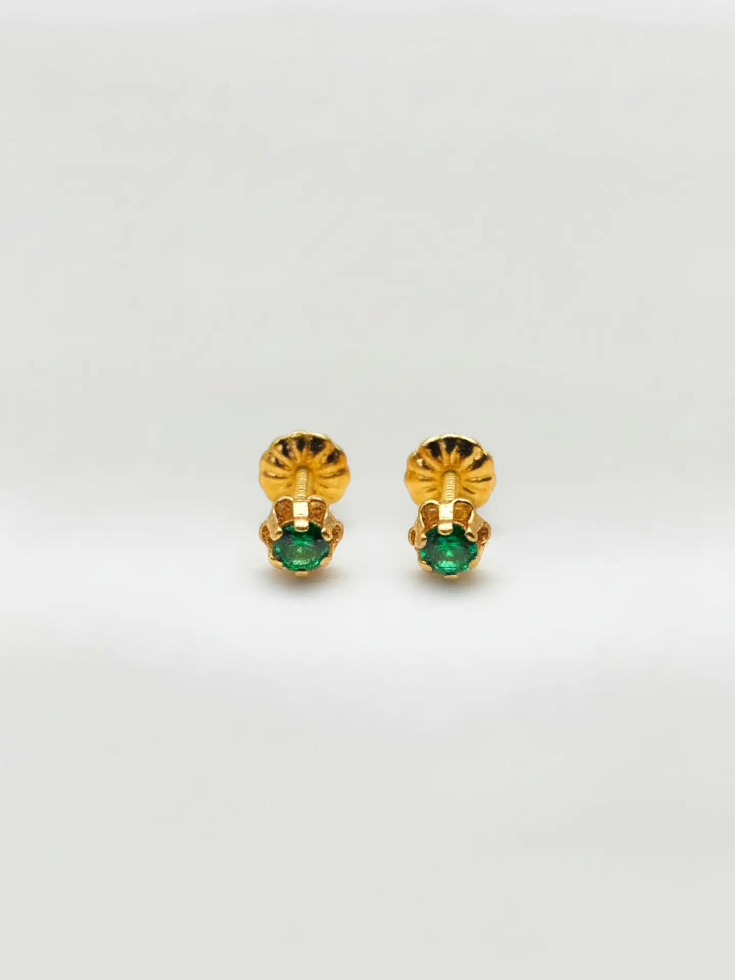 Aros Chatón Italiano Esmeralda Chico Oro 18k 4