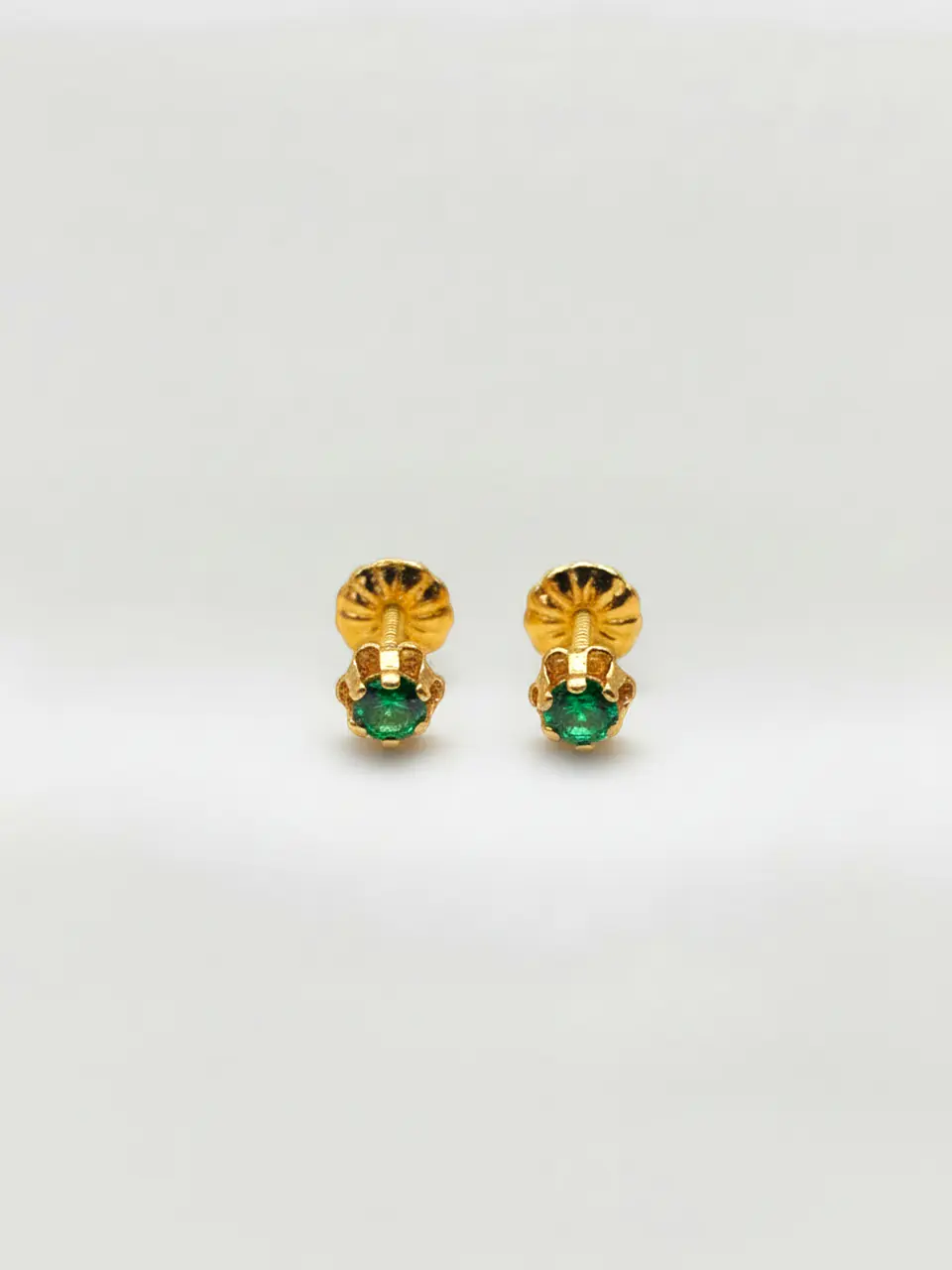 Aros Chatón Italiano Esmeralda Chico Oro 18k 4