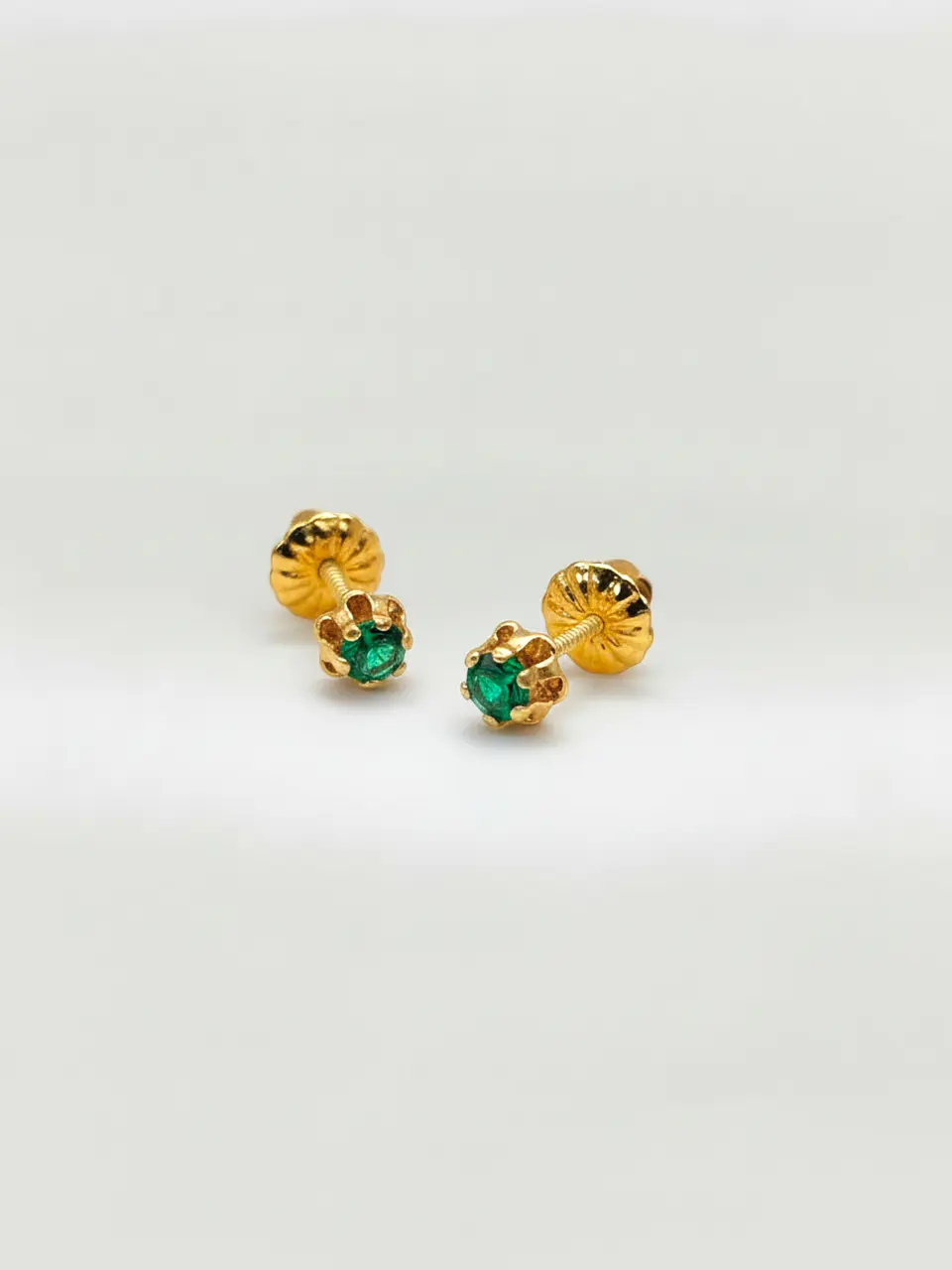Aros Chatón Italiano Esmeralda Chico Oro 18k 5