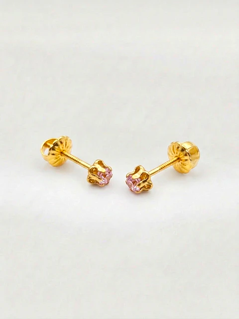 Aros Chatón Italiano Aguamarina Chico Oro 18k