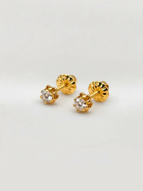 Aros Chatón Italiano Circón Chico Oro 18k