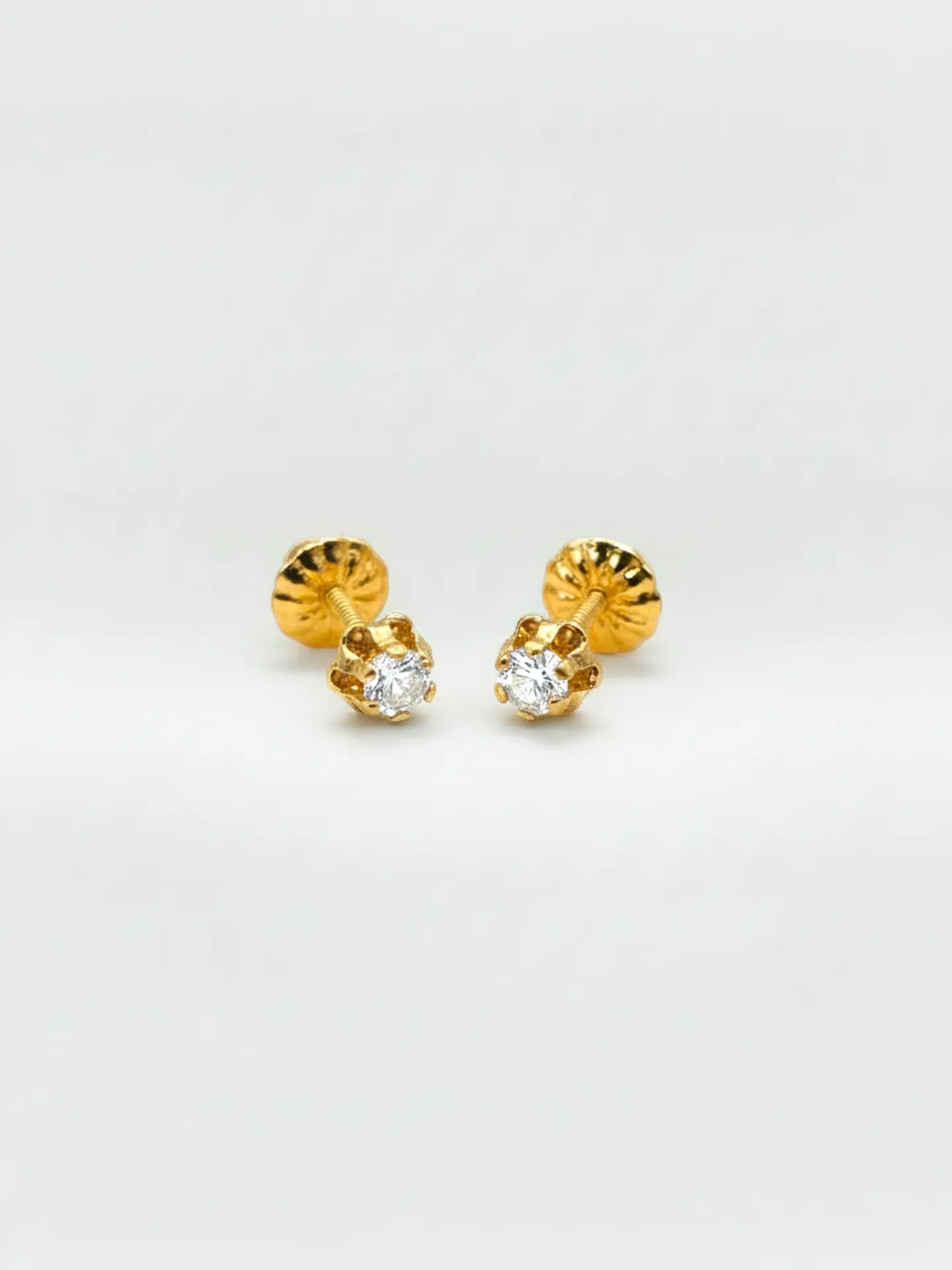 Aros Chatón Italiano Circón Chico Oro 18k 4