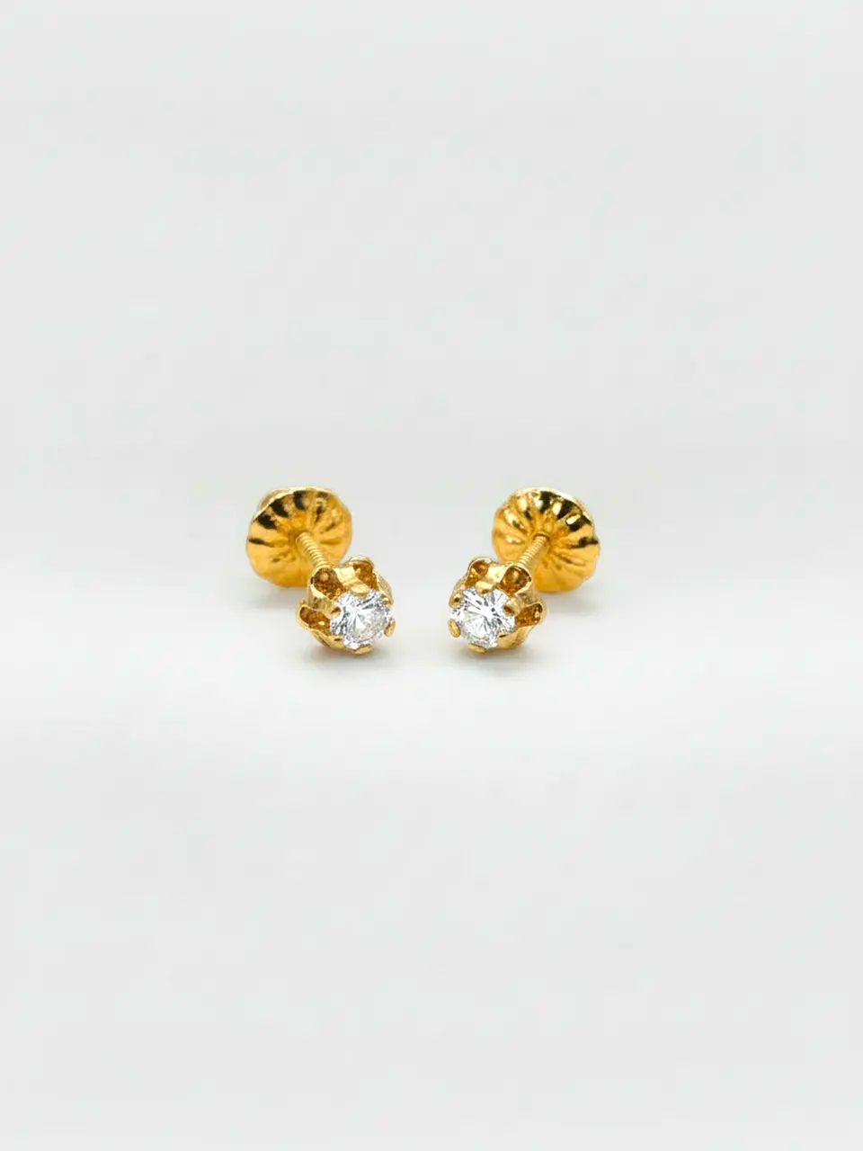 Aros Chatón Italiano Circón Chico Oro 18k 4