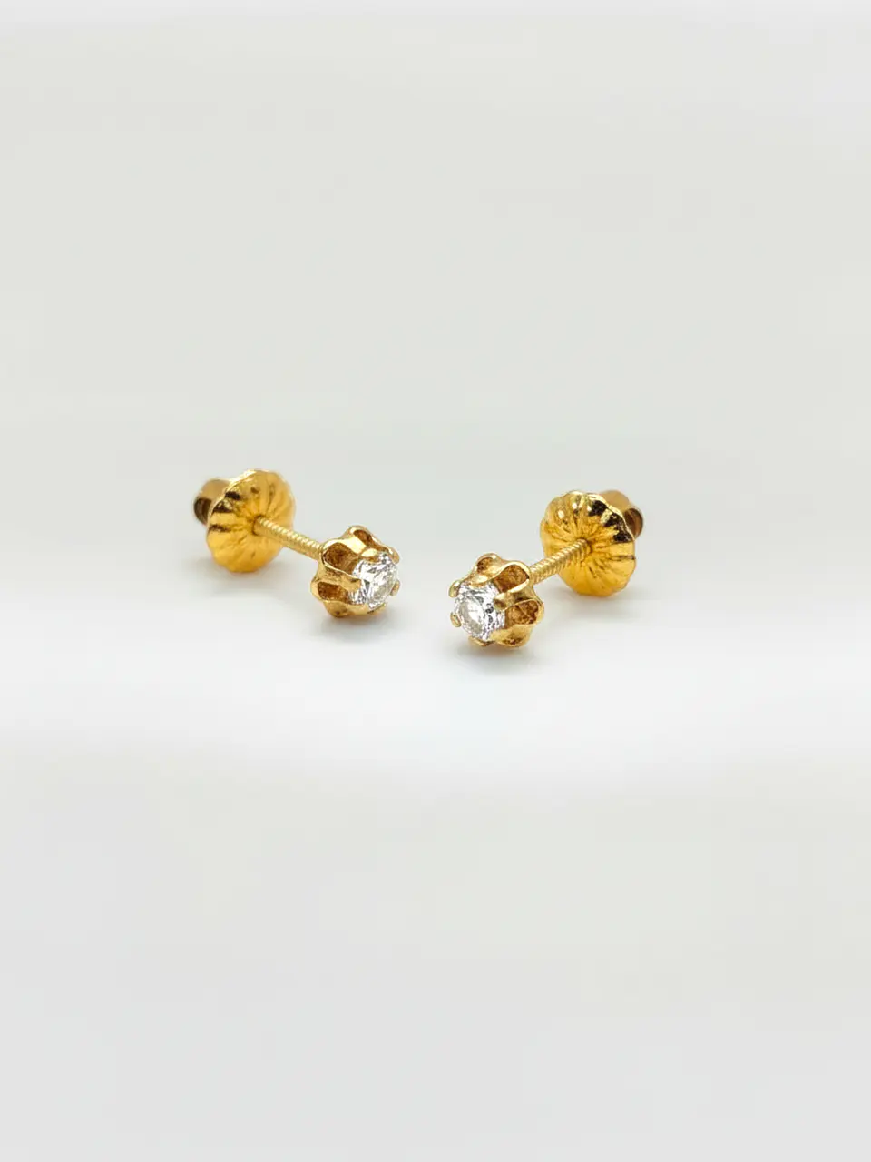 Aros Chatón Italiano Circón Chico Oro 18k 5