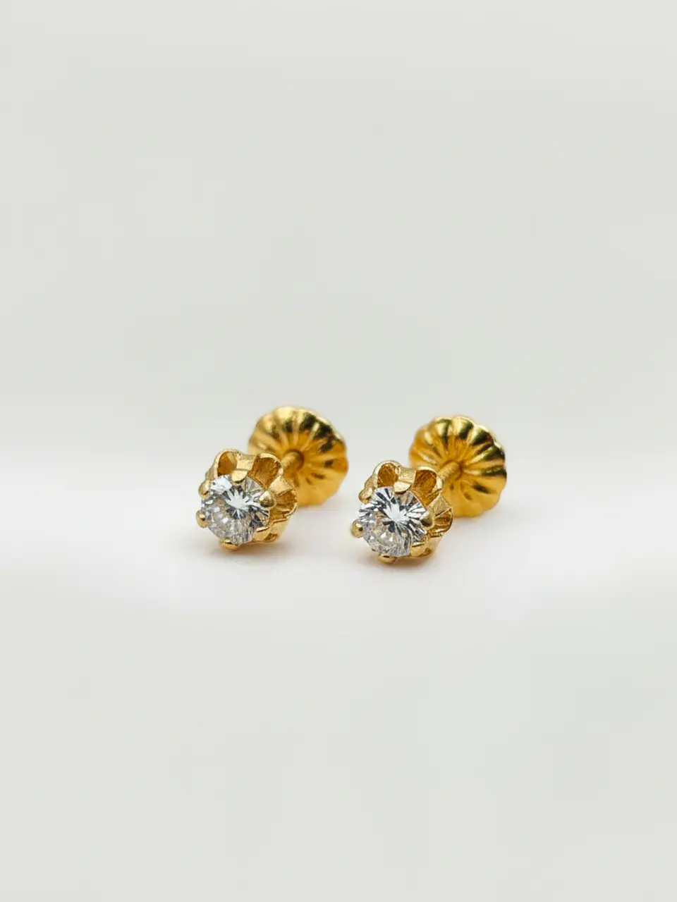 Aros Chatón Italiano Circón Mediano Oro 18k 1