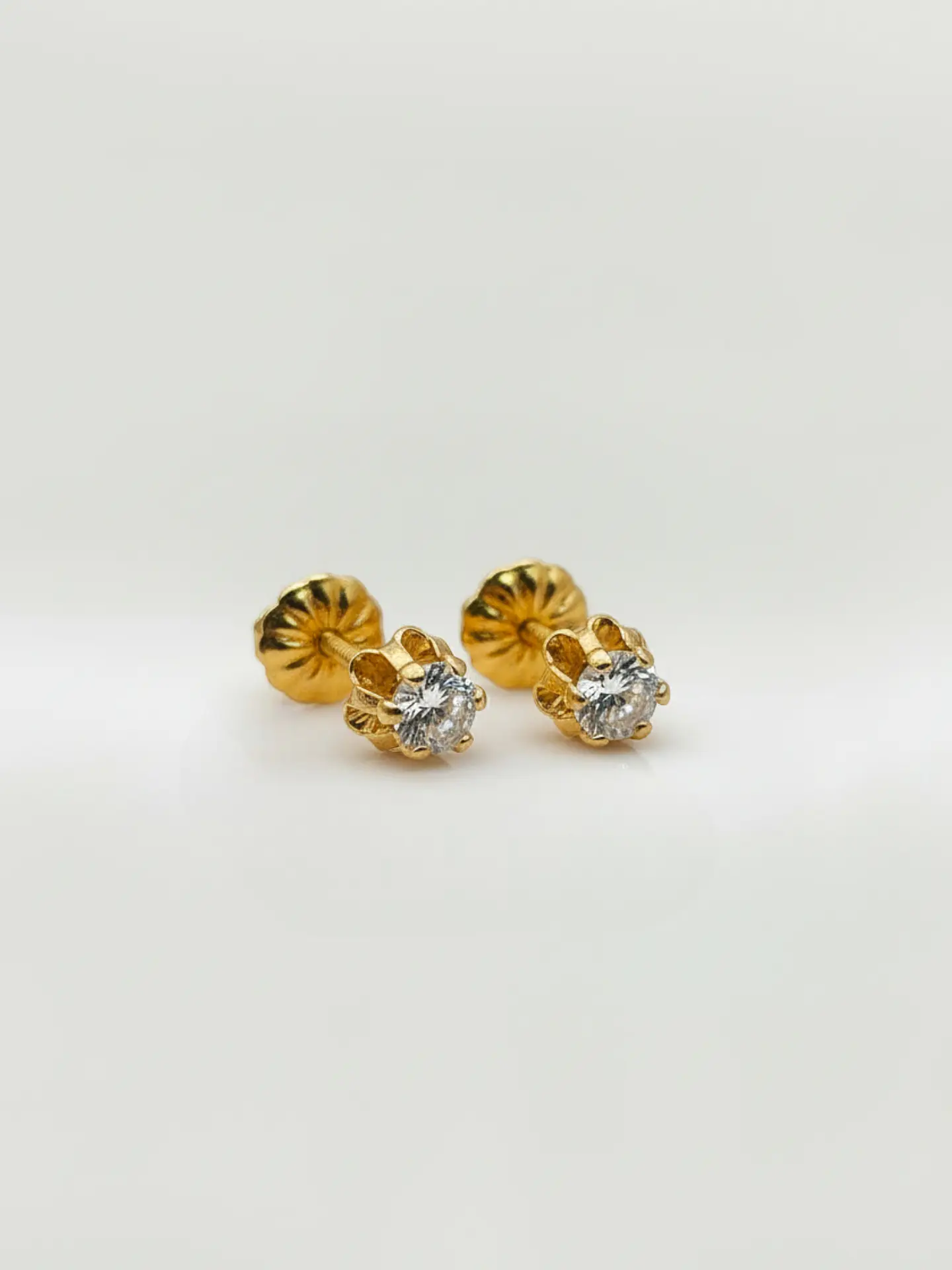 Aros Chatón Italiano Circón Mediano Oro 18k 3