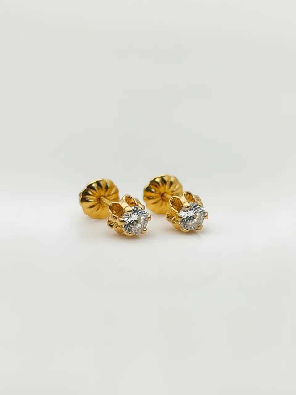 Aros Chatón Italiano Circón Mediano Oro 18k 3