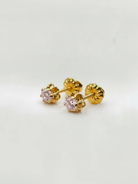 Aros Chatón Italiano Rosa de Francia Mediano Oro 18k