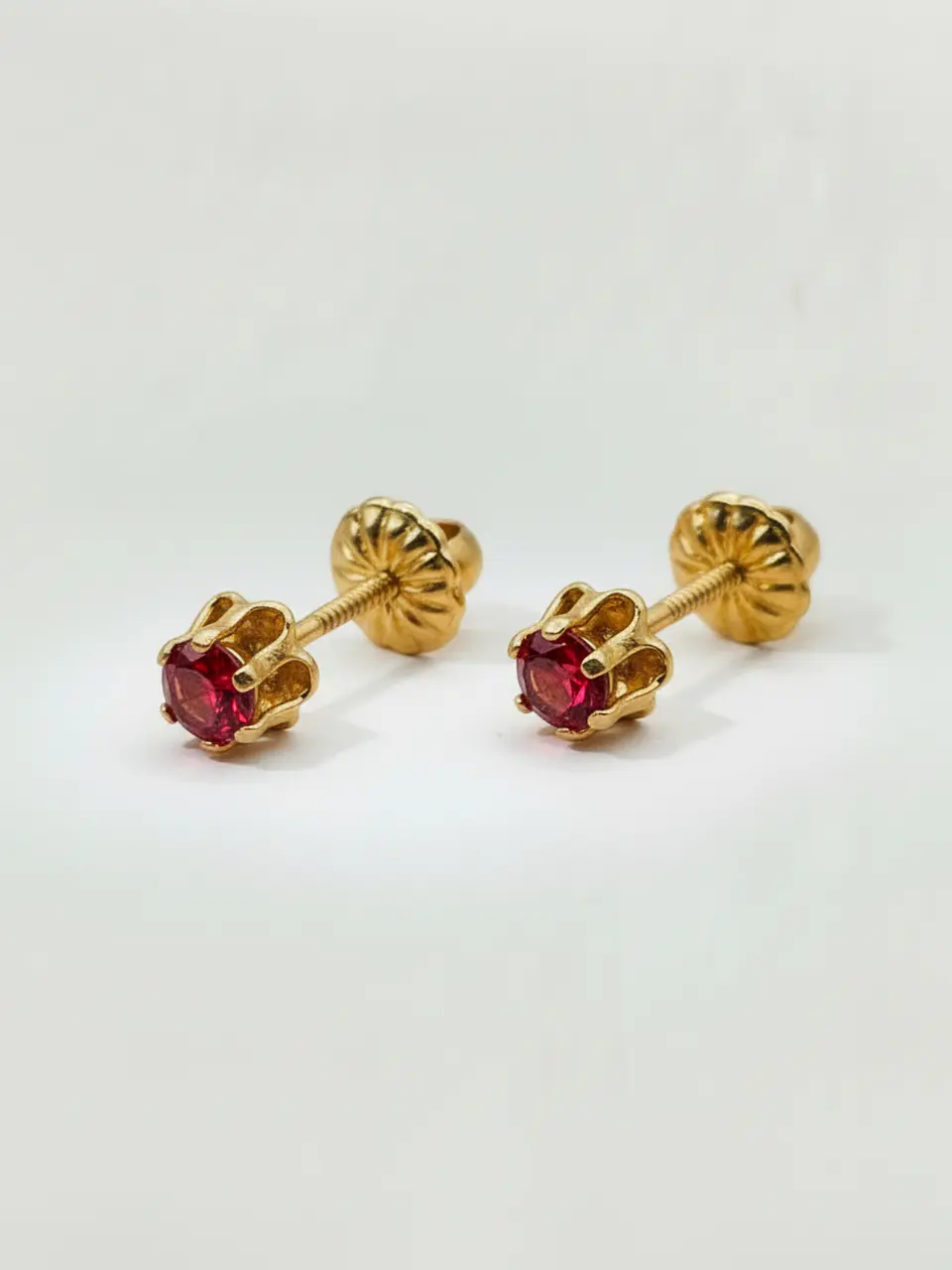 Aros Chatón Italiano Rubí Mediano Oro 18k 4