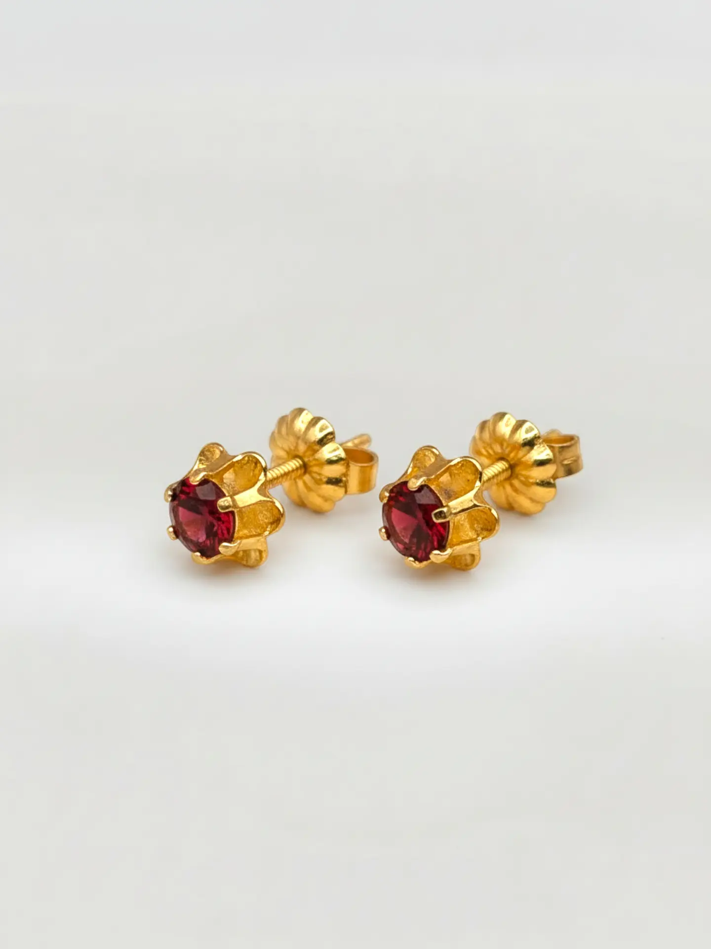 Aros Chatón Italiano Rubí Grande Oro 18k 4