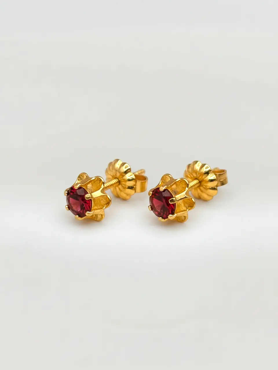 Aros Chatón Italiano Rubí Grande Oro 18k 4