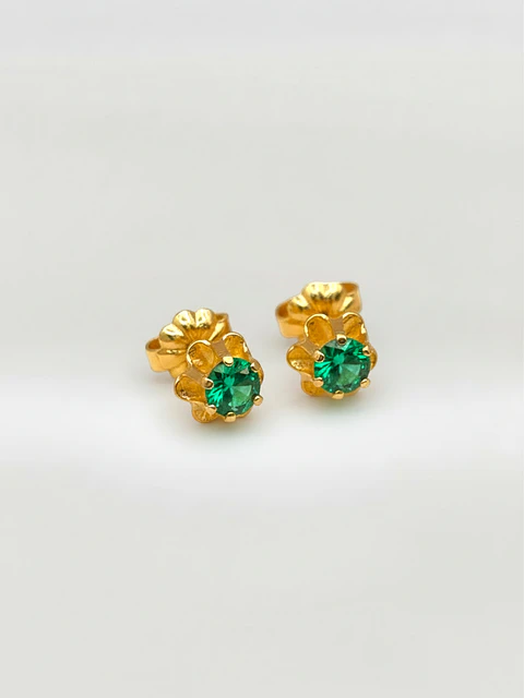 Aros Chatón Italiano Esmeralda Grande Oro 18k