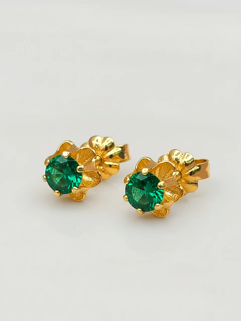 Aros Chatón Italiano Esmeralda Grande Oro 18k