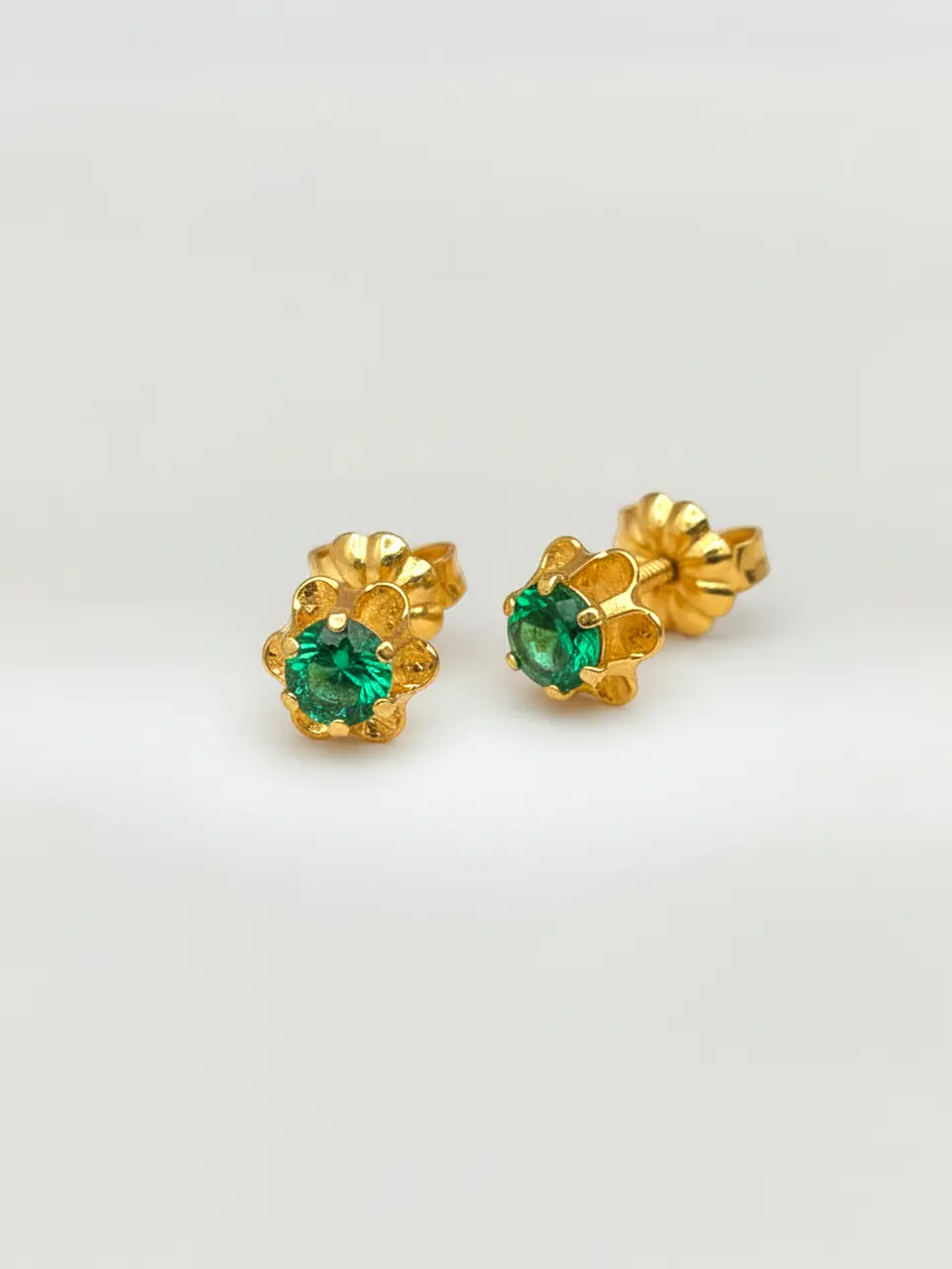 Aros Chatón Italiano Esmeralda Grande Oro 18k 3