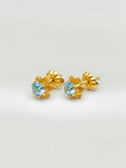 Aros Chatón Italiano Aguamarina Grande Oro 18k