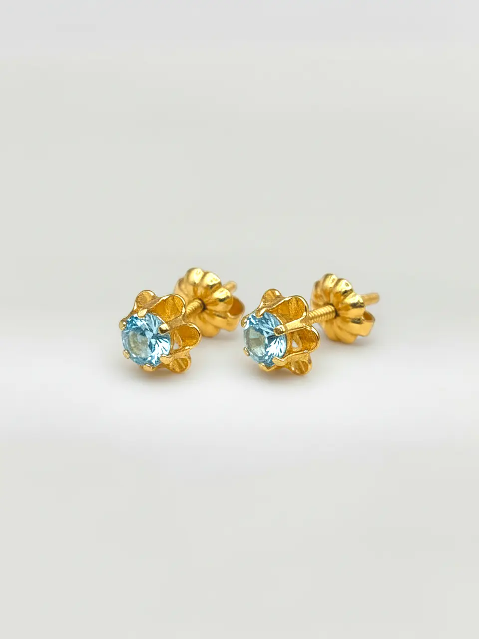 Aros Chatón Italiano Aguamarina Grande Oro 18k 1