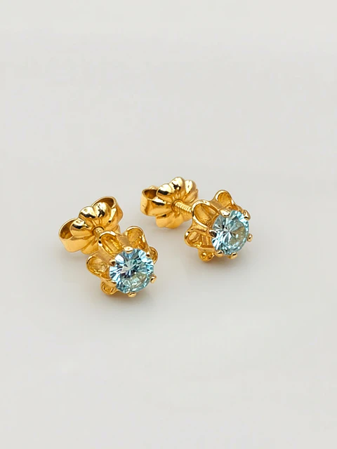 Aros Chatón Italiano Aguamarina Grande Oro 18k