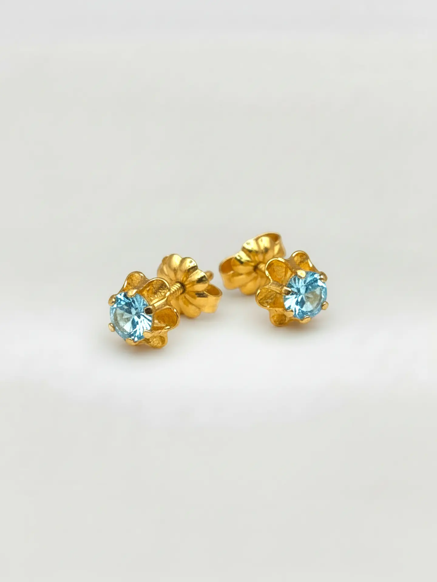 Aros Chatón Italiano Aguamarina Grande Oro 18k 4