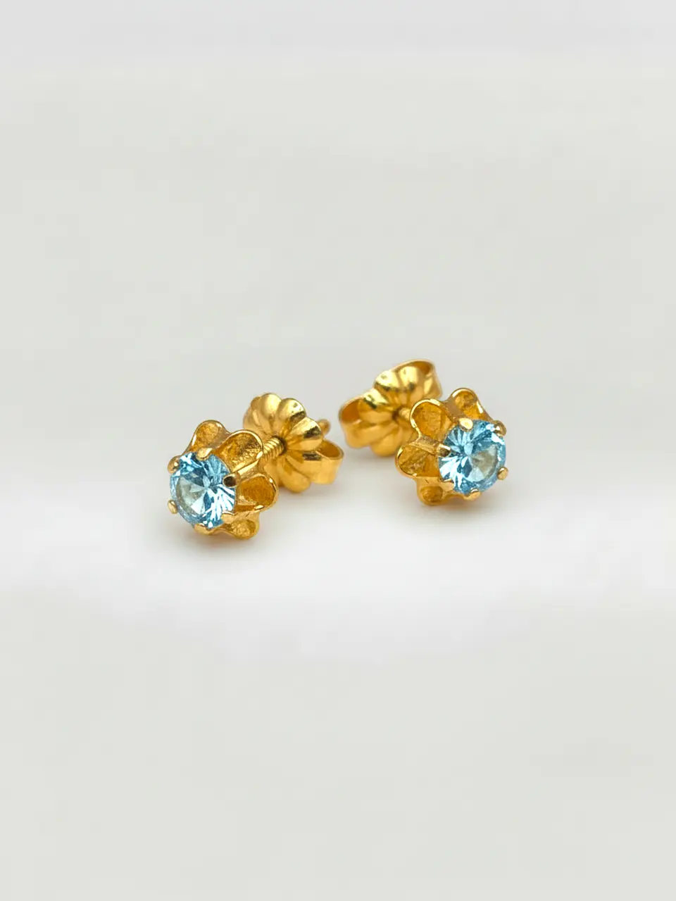 Aros Chatón Italiano Aguamarina Grande Oro 18k 4