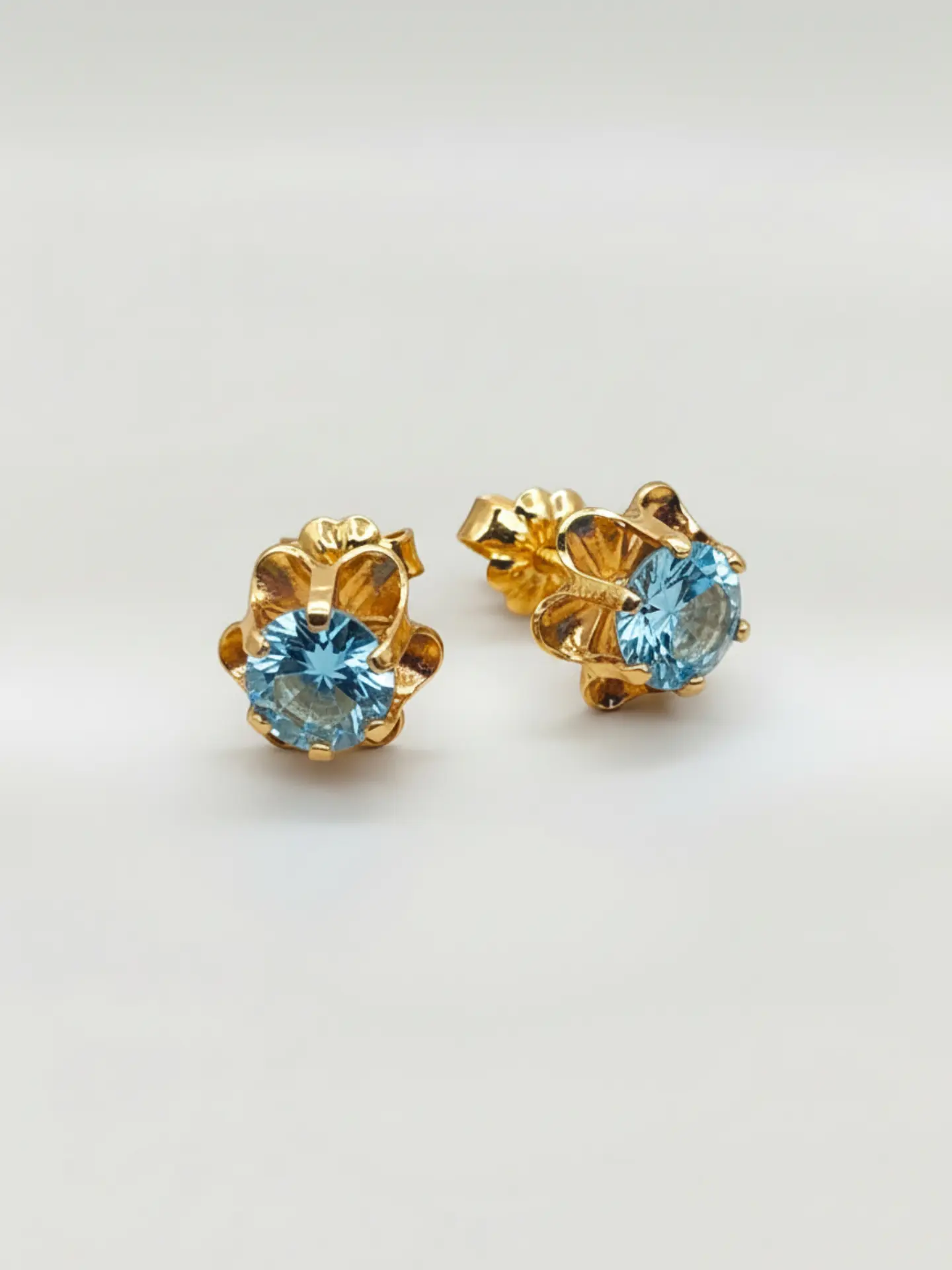 Aros Chatón Italiano Aguamarina Grande Oro 18k 4