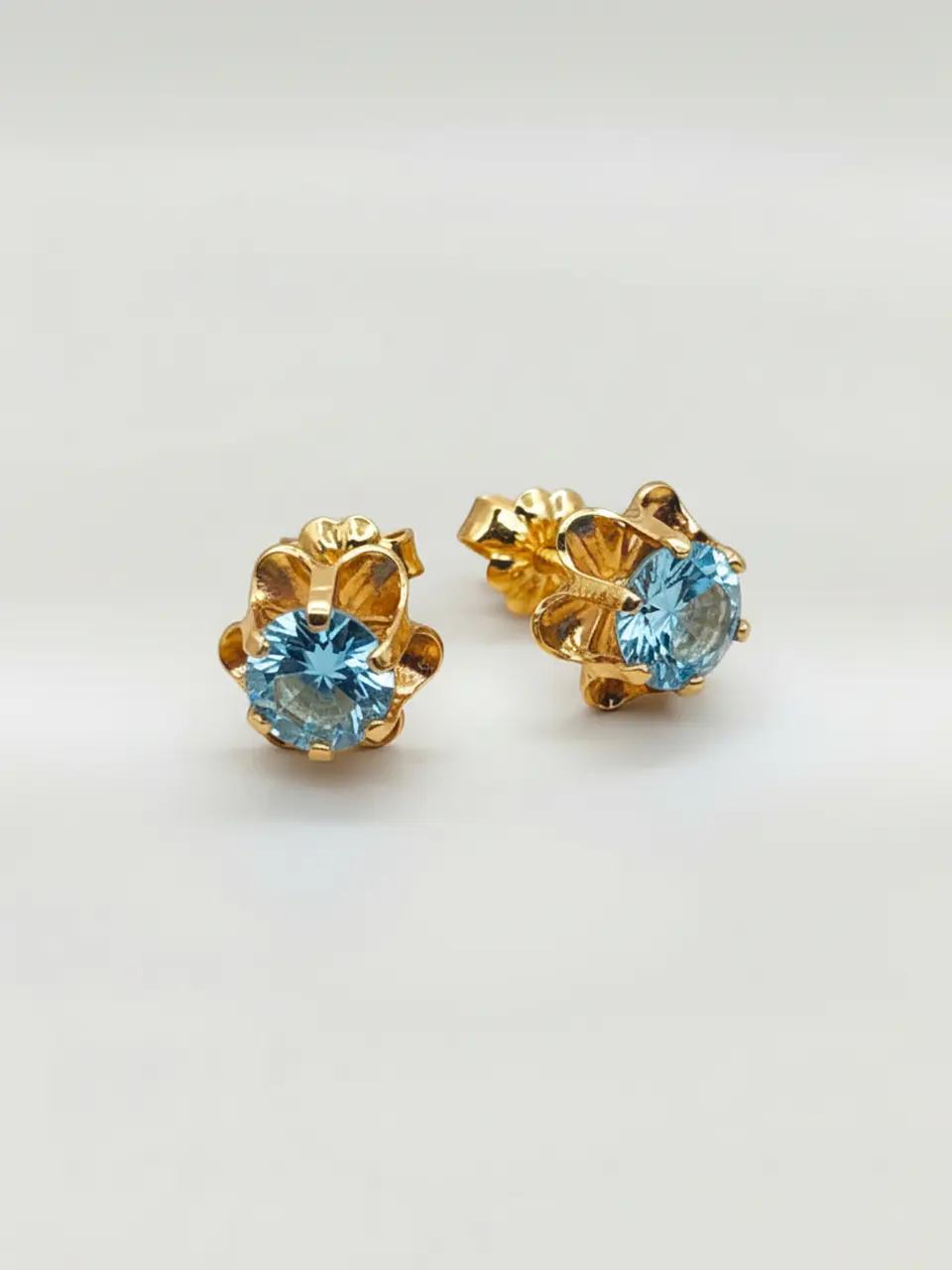 Aros Chatón Italiano Aguamarina Grande Oro 18k 4