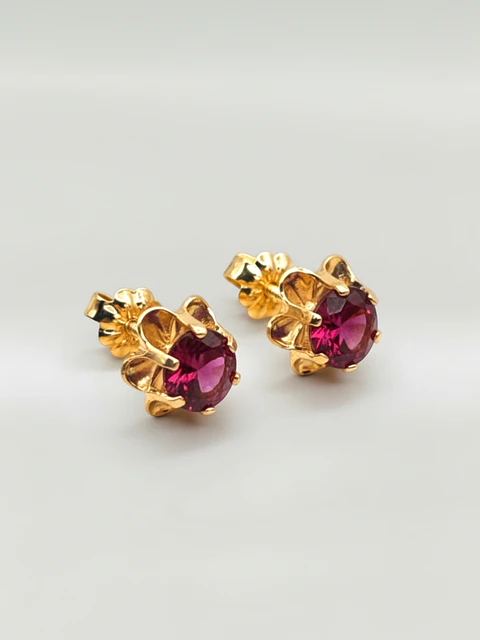 Aros Chatón Italiano Rubí Grande Oro 18k