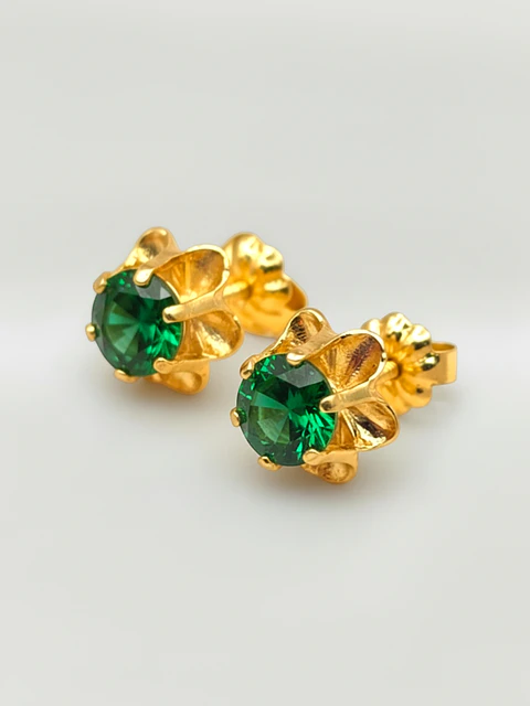 Aros Chatón Italiano Esmeralda Grande Oro 18k