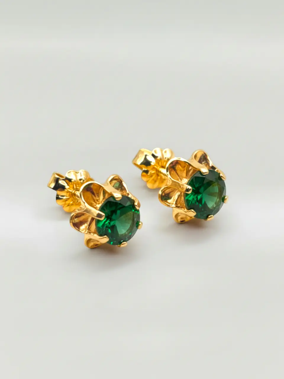 Aros Chatón Italiano Esmeralda Grande Oro 18k 3
