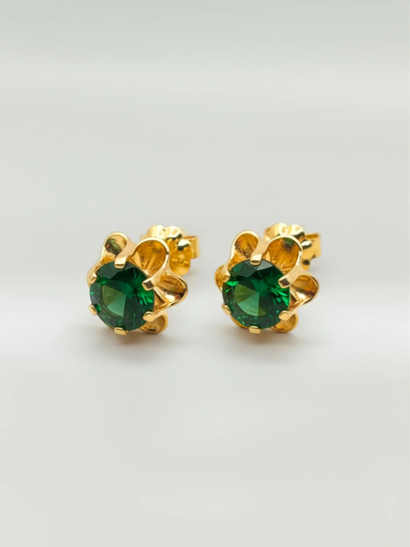 Aros Chatón Italiano Esmeralda Grande Oro 18k 4