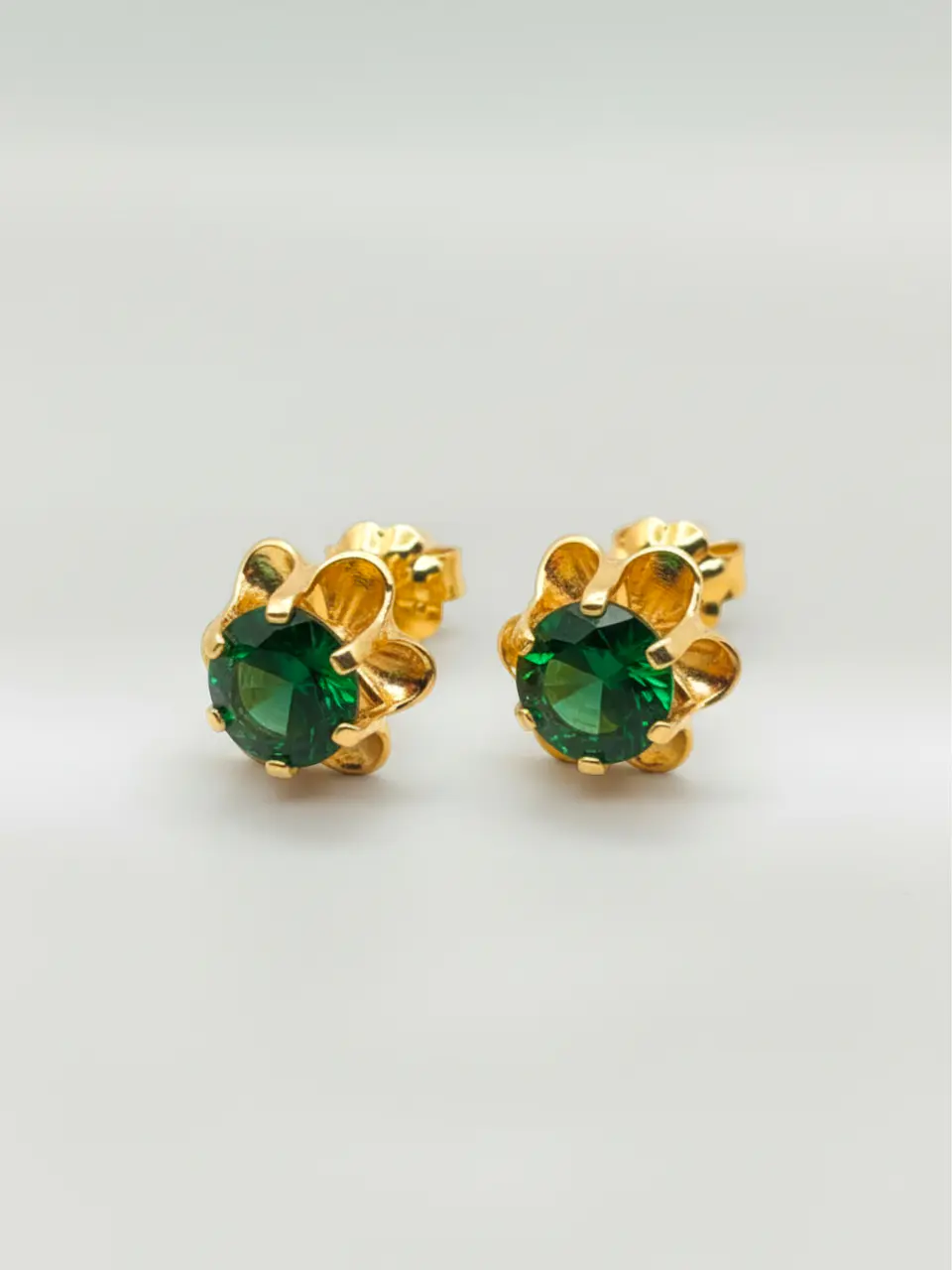 Aros Chatón Italiano Esmeralda Grande Oro 18k 4