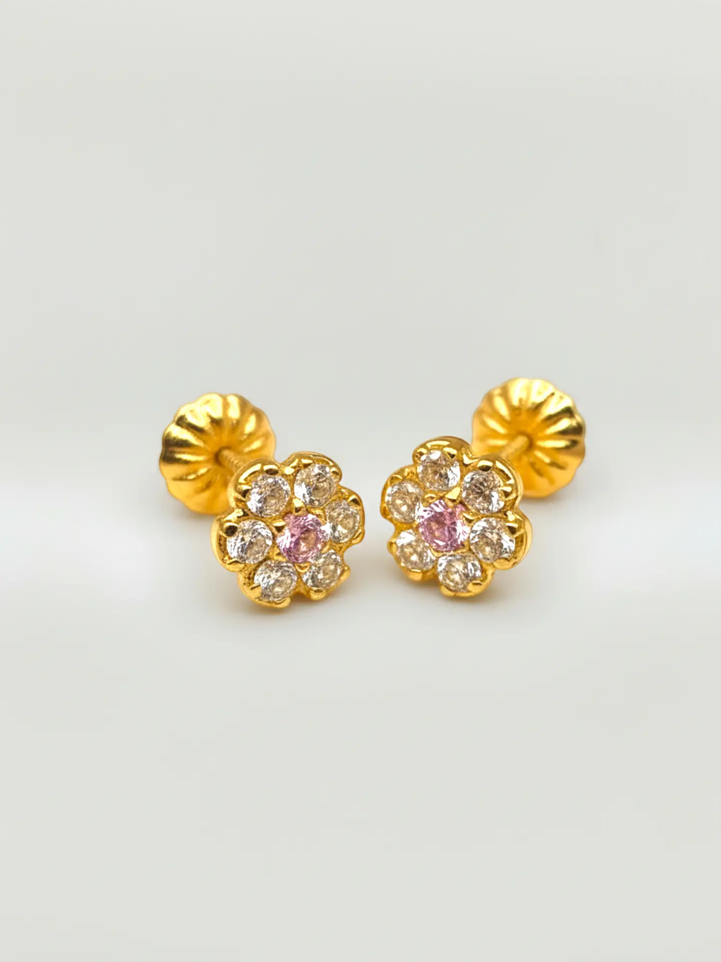 Aros Roseta Rosa de Francia Mediano Oro 18k 3