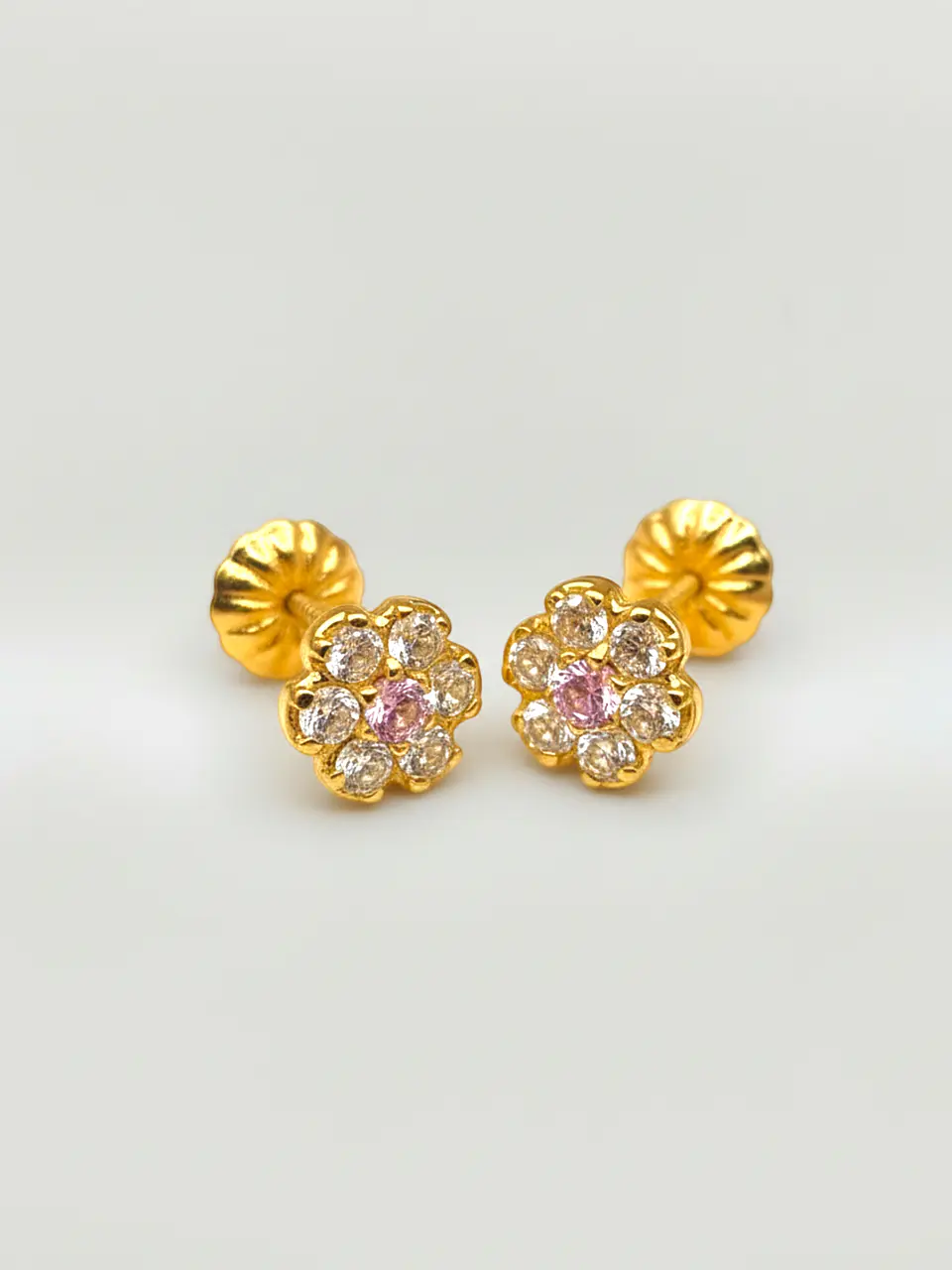 Aros Roseta Rosa de Francia Mediano Oro 18k 3
