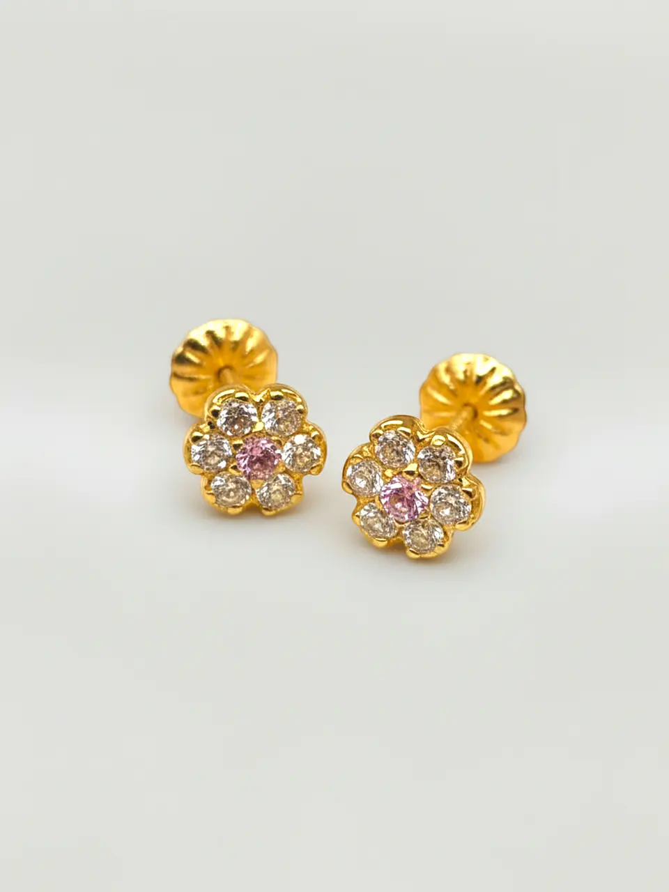 Aros Roseta Rosa de Francia Mediano Oro 18k 4