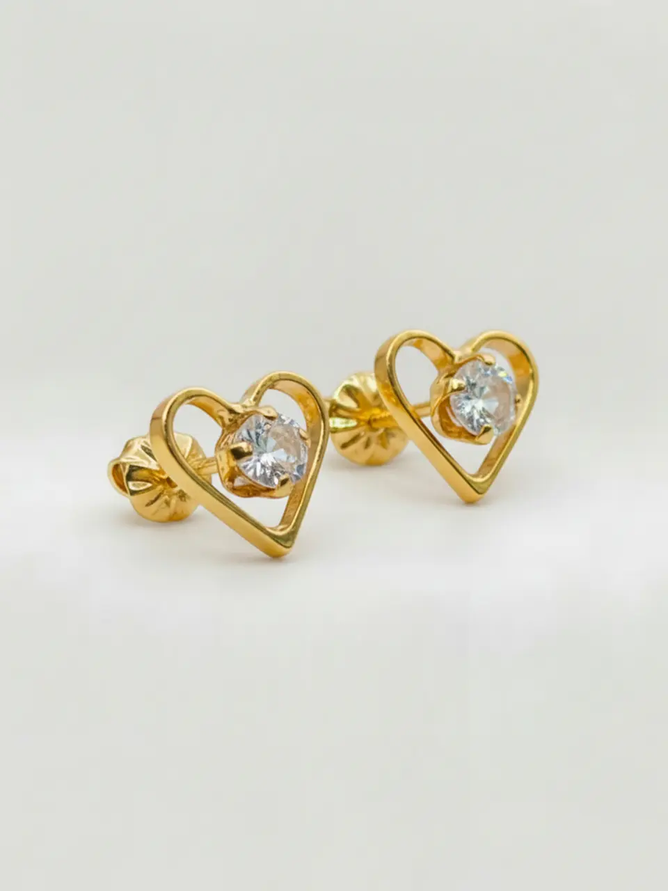 Aros Corazón de Brillo Circón Grande Oro 18k 1