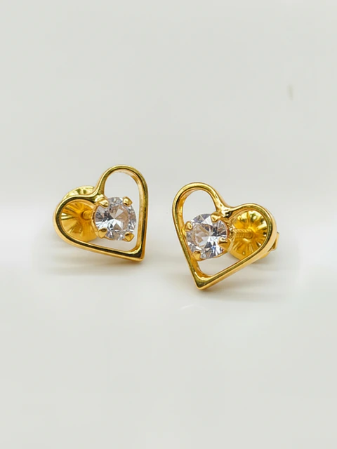 Aros Corazón de Brillo Circón Grande Oro 18k