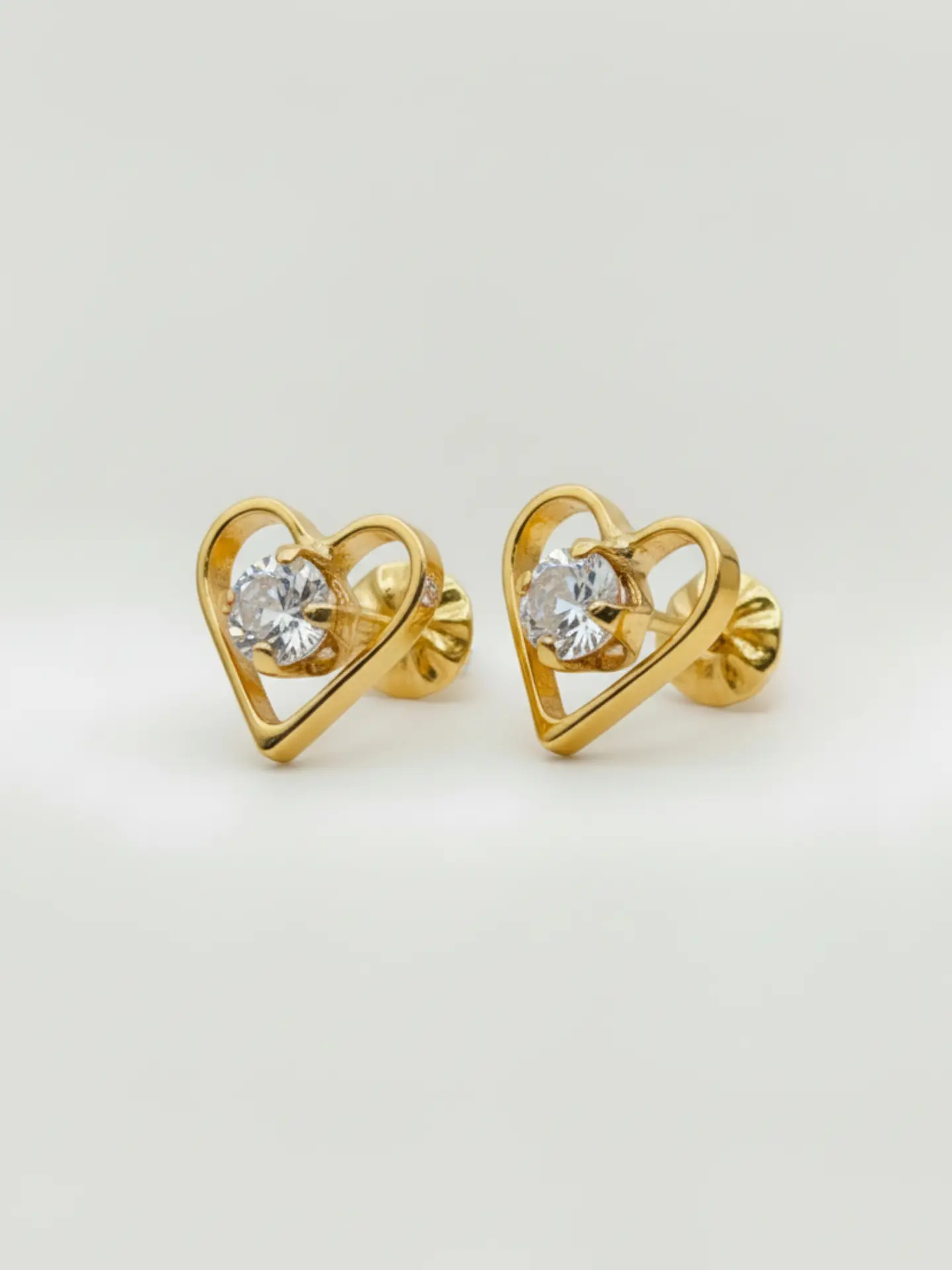 Aros Corazón de Brillo Circón Grande Oro 18k 3
