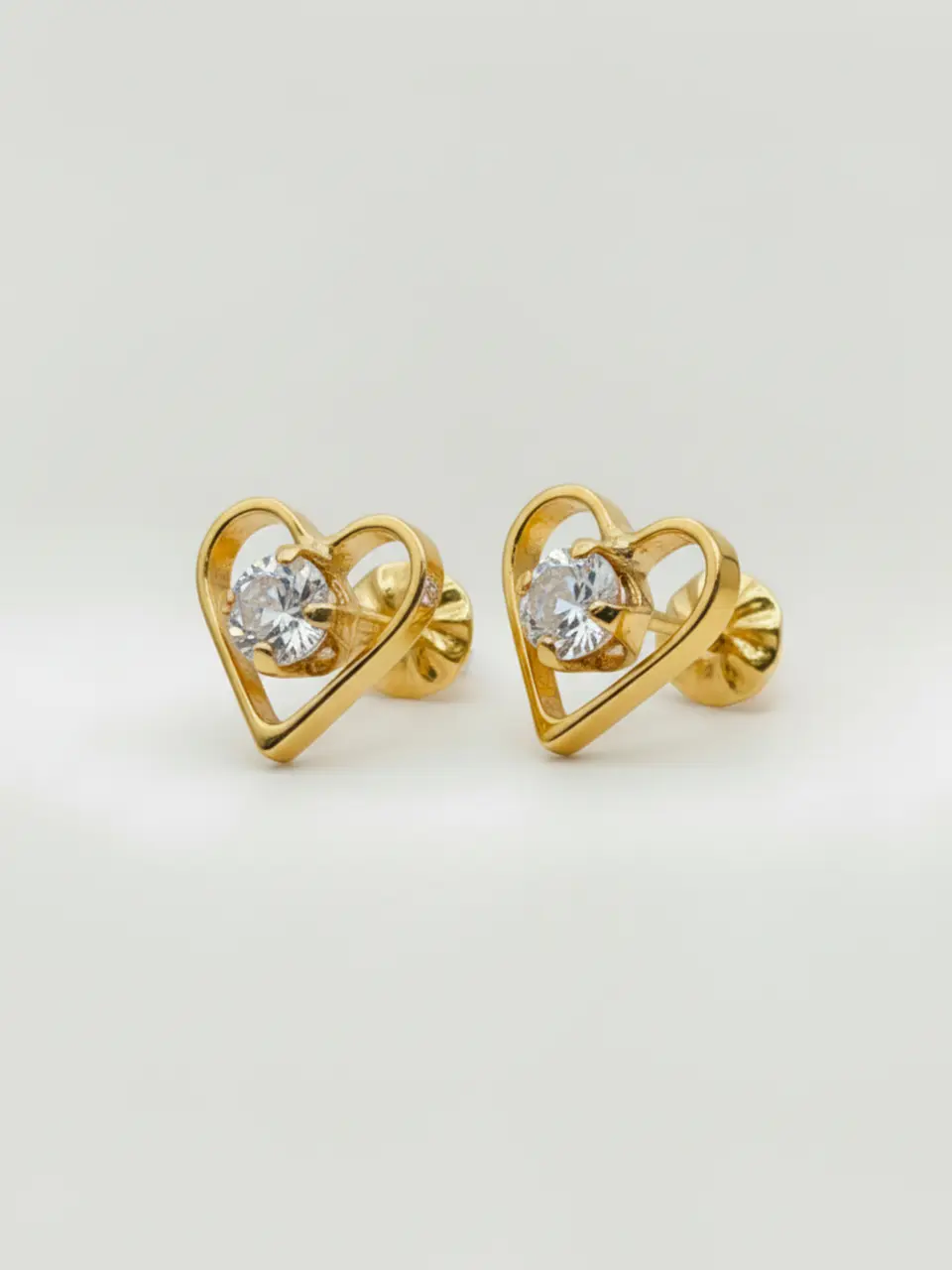 Aros Corazón de Brillo Circón Grande Oro 18k 3